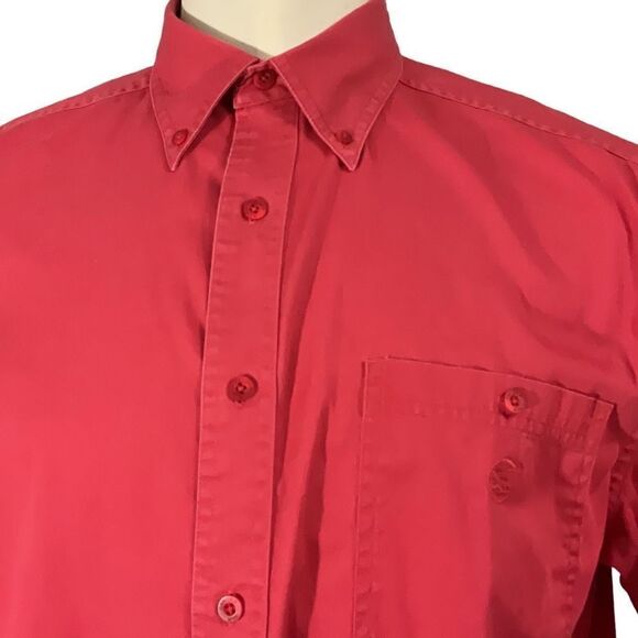 Red Button Down Gander Mtn Long Sleeve Chest Pocket Wrinkle Resistant Shirt Sz L - Picture 2 of 5